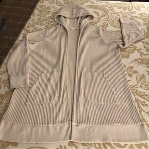 Belle by Kim Gravel Hooded Waffle Stitch Open cardigan with Pockets